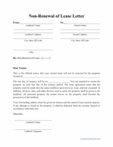 Costum 60 Day Notice To Not Renew Lease Template Doc