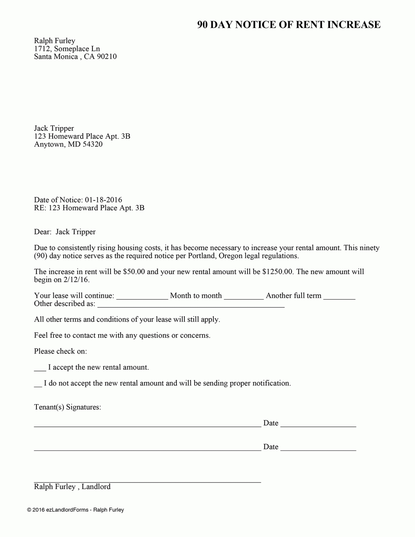 Costum Rent Increase Notice Texas Template Doc