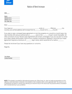 Editable 60 Day Notice Rent Increase Template  Example