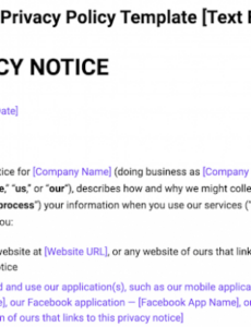 Editable Business Privacy Notice Template Excel