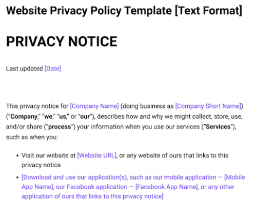 Editable Business Privacy Notice Template Excel