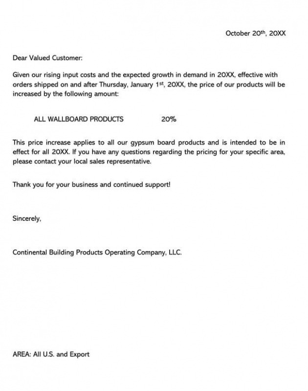 Free Notice Increase In Shipping Cost Template Doc