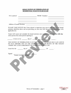 Printable 60 Day Notice To Not Renew Lease Template Excel Example