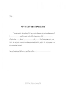 Printable Rent Increase Notice Los Angeles Template Excel Sample