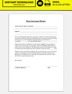 Professional 30 Day Notice Rent Increase Template