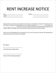 Professional California Rent Increase Notice Template Doc