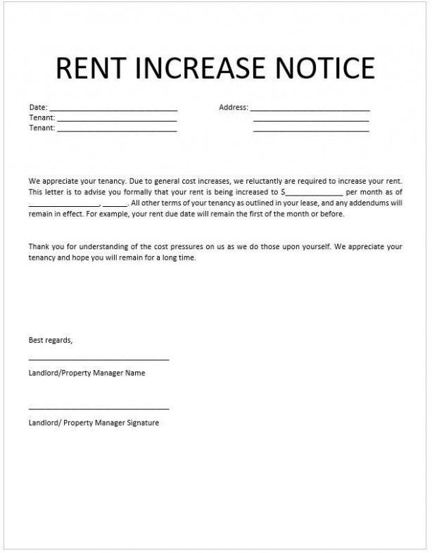 Professional California Rent Increase Notice Template Doc