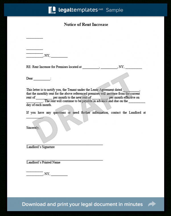 Professional Rent Increase Notice California Template Pdf Sample