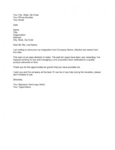 2 Week Letter Notice Template Doc Sample