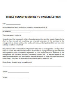 Best 60 Day Notice To Vacate Template