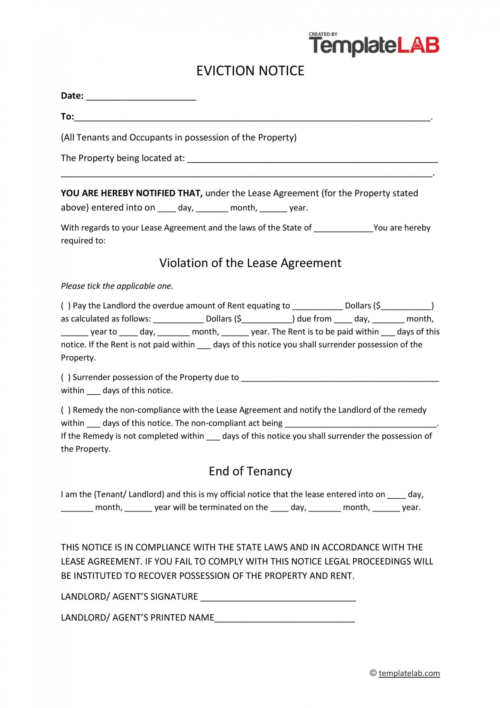 Best Eviction Notice New York Template Doc