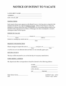 Best Notice To Vacate Apartment Template  Sample