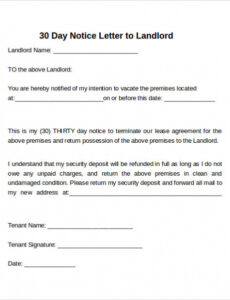 Costum 30 Day Notice To Vacate California Template Doc Sample