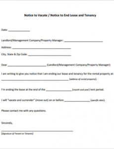 Costum Notice Of Vacating Apartment Template Doc Sample
