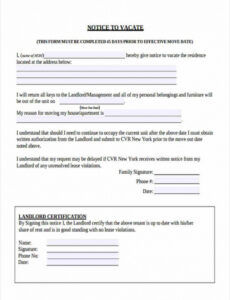 Costum Notice To Vacate Apartment Template