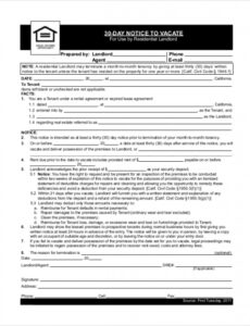 Editable 30 Day Notice To Landlord Template Doc