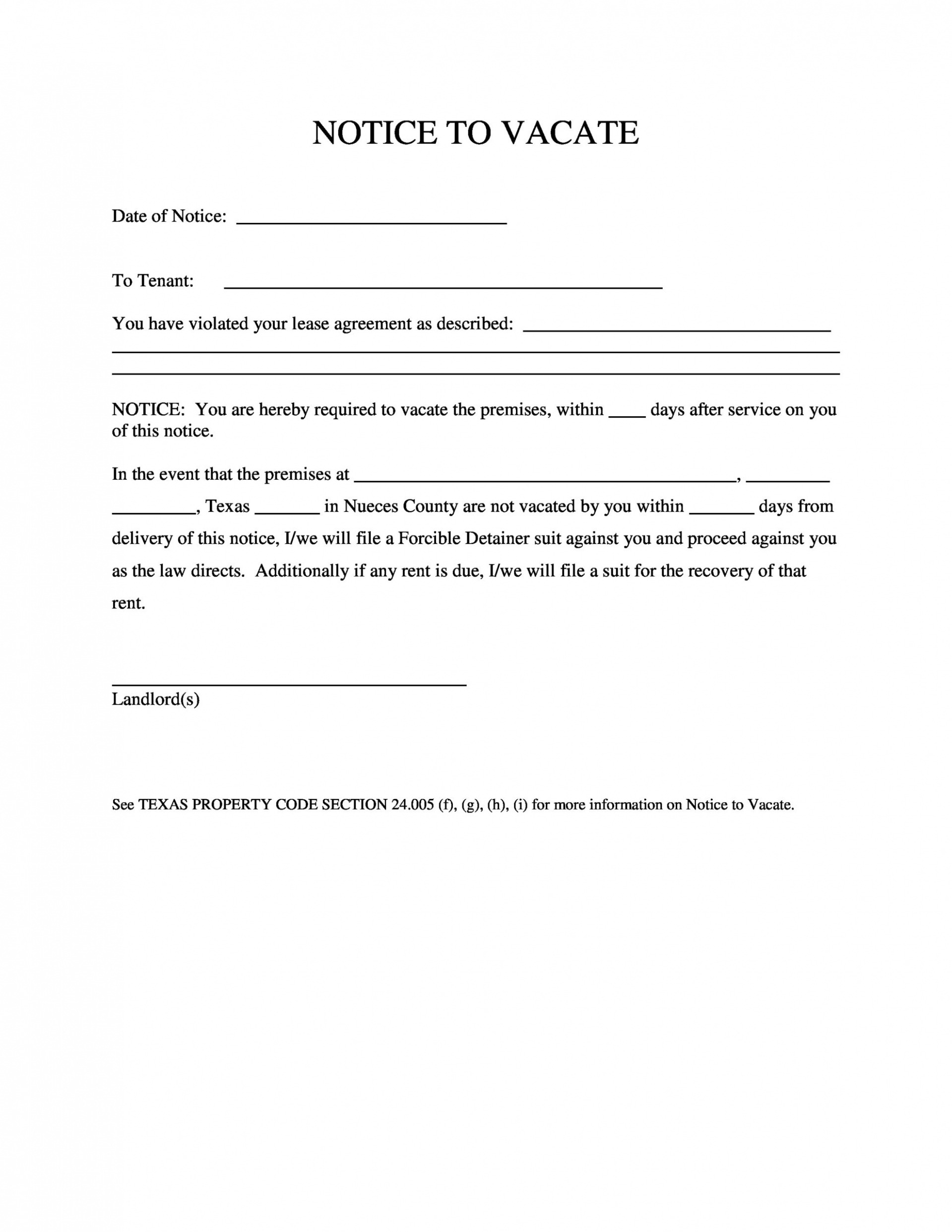 Editable 30 Day Notice To Move Out Template Doc Example