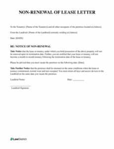 Editable Lease Non Renewal Notice Template Word Sample