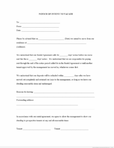 Editable Notice Of Vacating Apartment Template Pdf Example