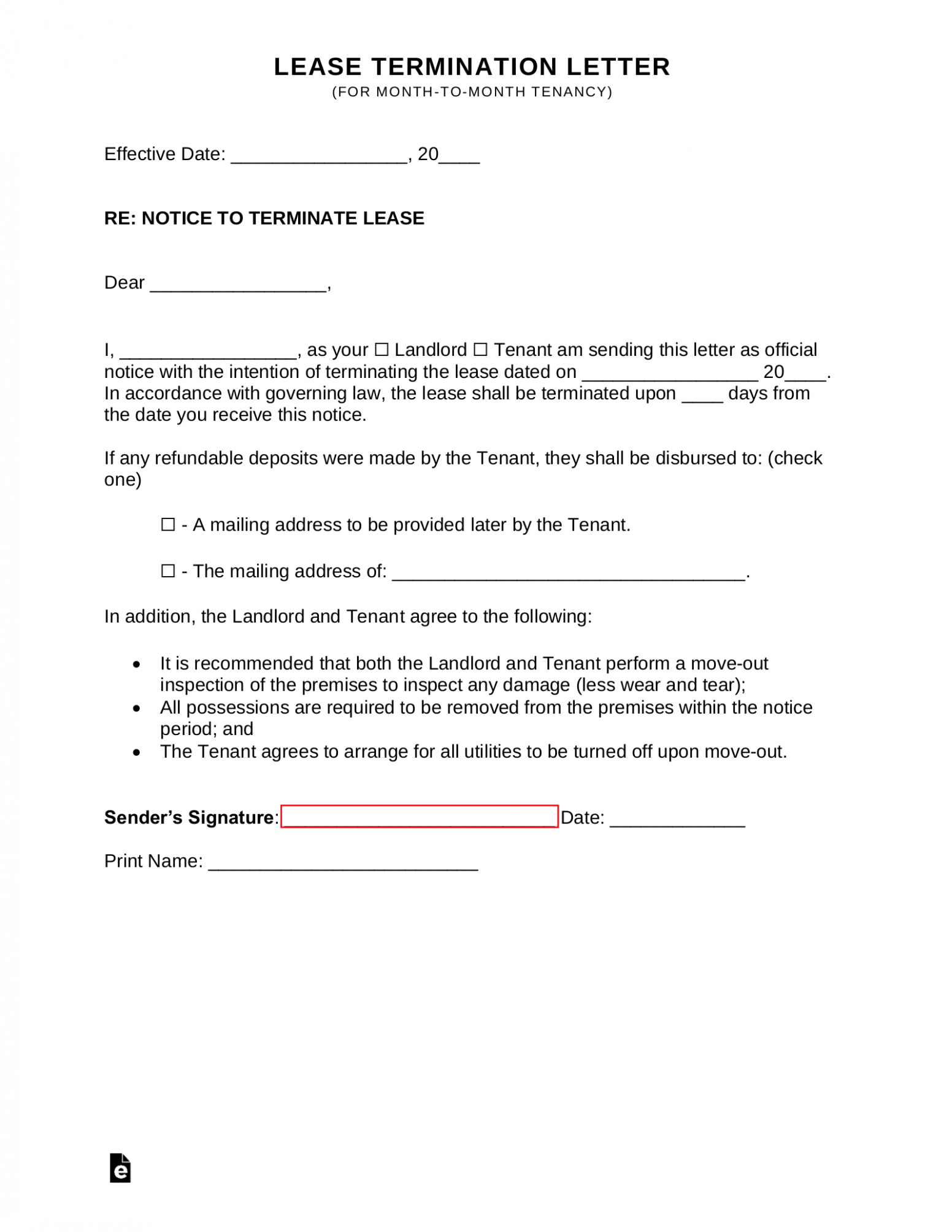 Free 30 Day Move Out Notice Letter Template Excel Example