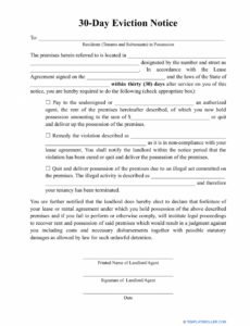 Free 30 Day Move Out Notice Template  Sample