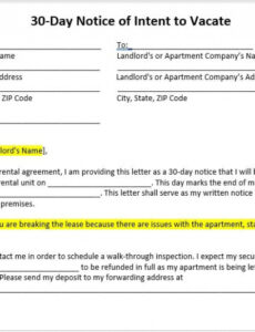 Free 30 Day Notice To Vacate Template Doc Example