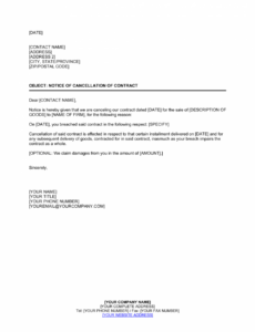 Free Notice Of Termination Of Contract Template Doc Sample