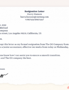 Free Short Notice Resignation Letter Examples Template Excel