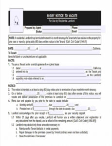 Free Tenant Notice To Vacate Template Excel Sample