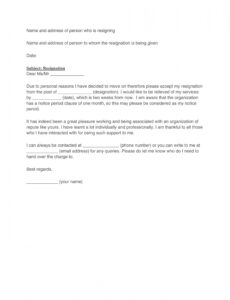 Free Two Weeks Notice Resignation Letter Template Pdf Sample