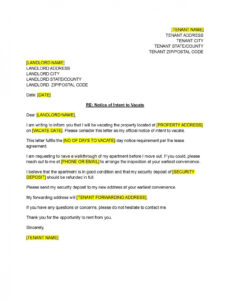 Notice To Vacate Letter Template Pdf