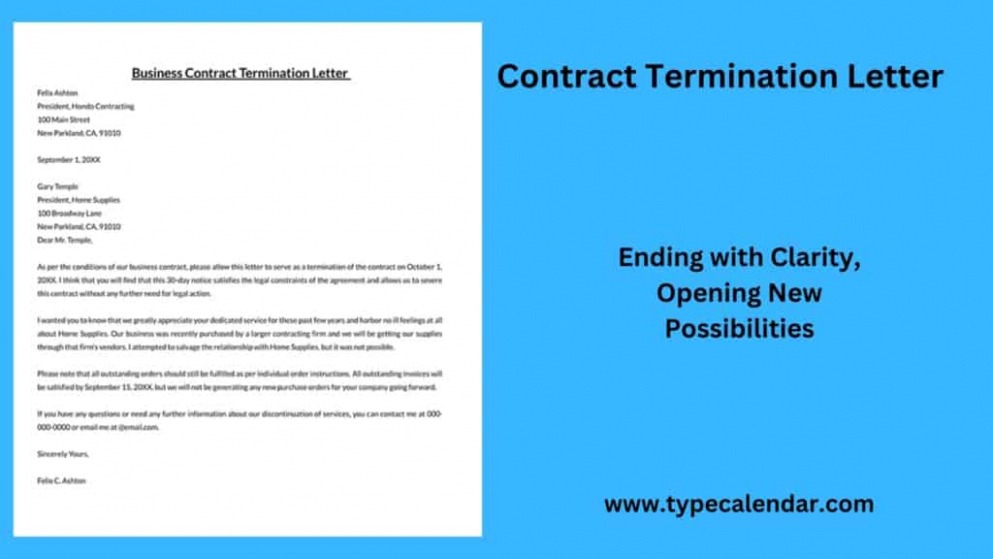 Printable Notice Of Termination Of Contract Template Pdf Example