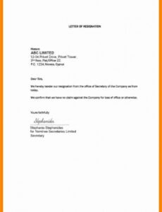 Printable Short Notice Resignation Letter Examples Template Doc Example