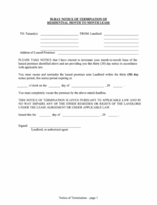 Professional 30 Days Notice Apartment Template Pdf