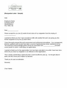 Short Notice Resignation Letter Examples Template Doc