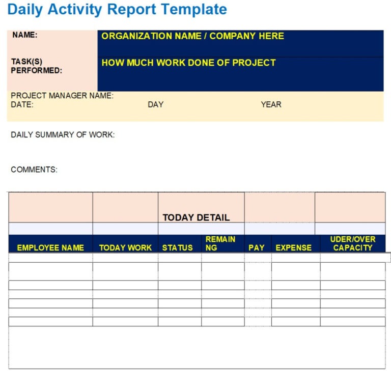 10 Editable Allied Universal Daily Activity Report Template Sample ...