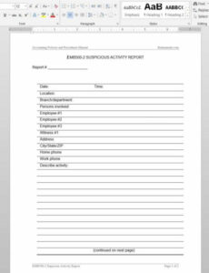 10 Editable Internal Suspicious Activity Report Template Word