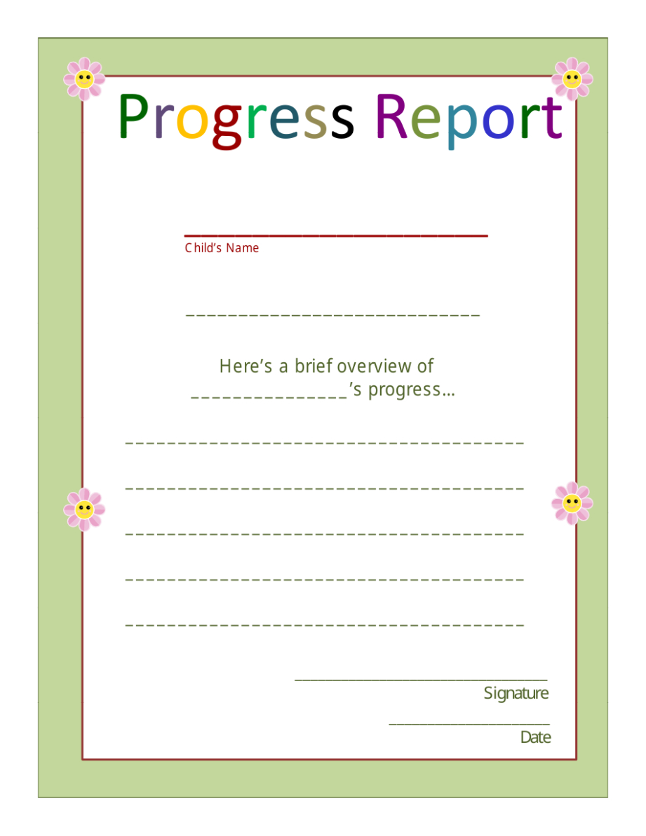 8  Elementary School Progress Report Template Xls