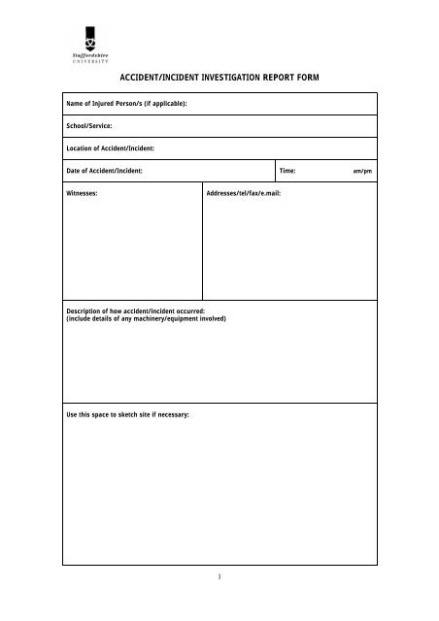 9 Printable Traffic Accident Investigation Report Template Docs