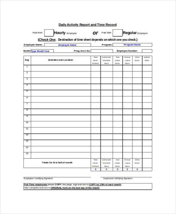 9  Warehouse Daily Activity Report Template Word