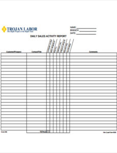 Editable Warehouse Daily Activity Report Template Word