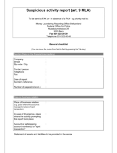 Top  Internal Suspicious Activity Report Template Pdf