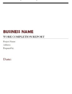 10 Printable Task Completion Report Template Sample