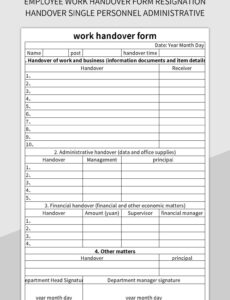 5 Printable Employee Handover Report Template Example