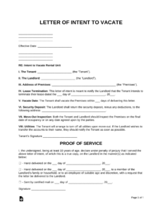 Editable Notice Of Vacating Apartment Template Excel