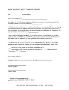 Editable Notice Of Vacating Apartment Template Pdf Sample