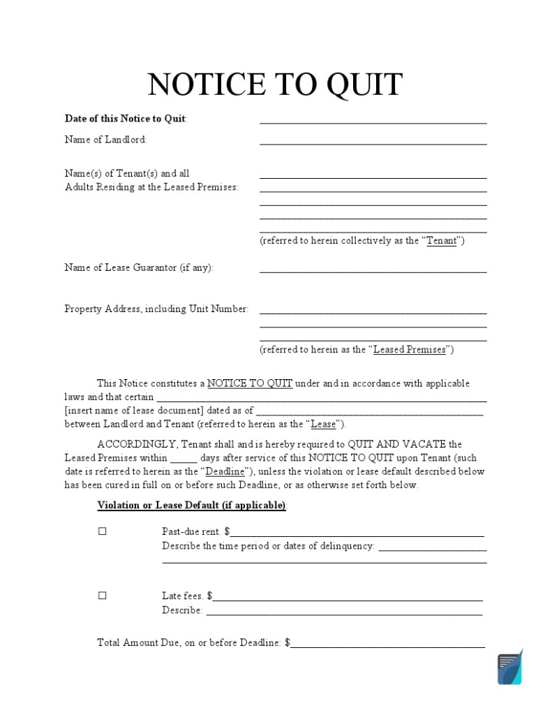 Free Blank 60 Day Notice To End Lease Template Word