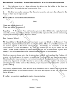 Notice Of Vehicle Repossession Letter Template Excel