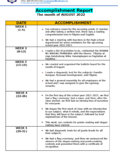 Top Editable Monthly Accomplishment Report Template Docs