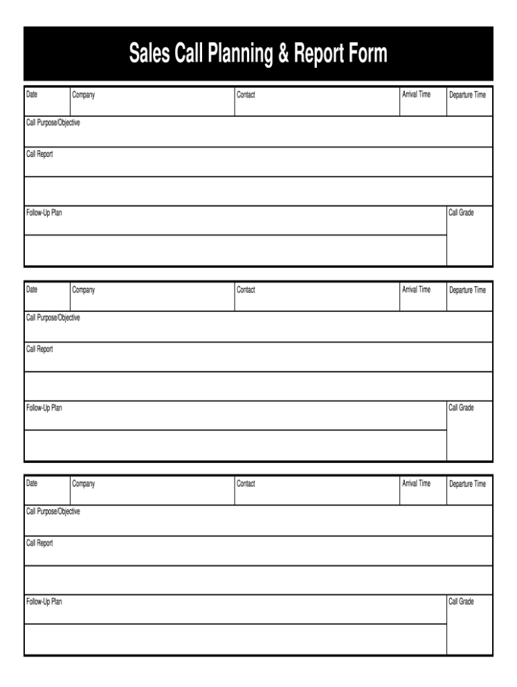 5 Printable Outside Sales Call Report Template Xls